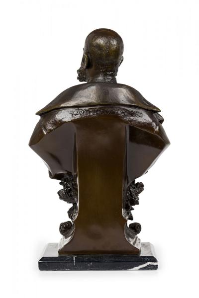 Continental Bronze Bust of a Mustachioed Dignitary Military Officer