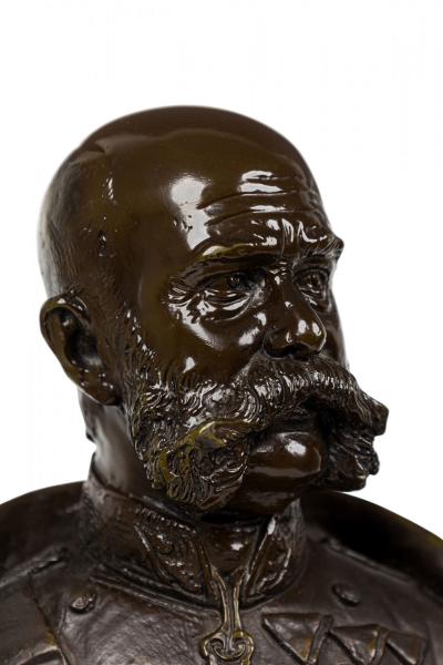 Continental Bronze Bust of a Mustachioed Dignitary Military Officer