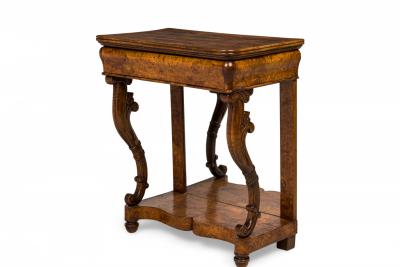 Continental Burl Elm Console Table with Mirror Back