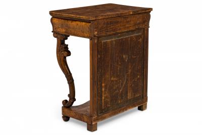 Continental Burl Elm Console Table with Mirror Back