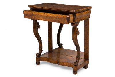 Continental Burl Elm Console Table with Mirror Back
