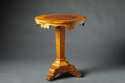 Continental Burl Elm and Oak Inlaid Center Table