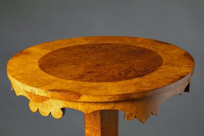 Continental Burl Elm and Oak Inlaid Center Table