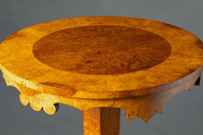 Continental Burl Elm and Oak Inlaid Center Table