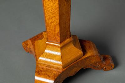 Continental Burl Elm and Oak Inlaid Center Table