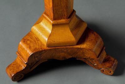 Continental Burl Elm and Oak Inlaid Center Table