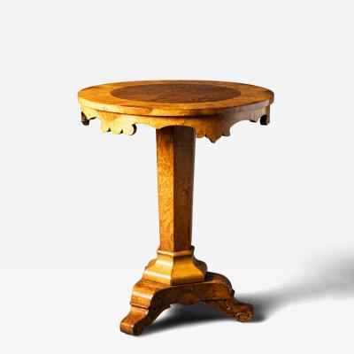 Continental Burl Elm and Oak Inlaid Center Table