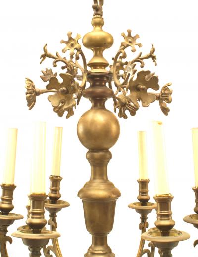 Continental Dutch 19th Cent Style Brass Chandelier
