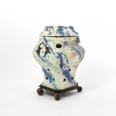 Continental Faience Portable Stove And Cover Late 18th 19th Century