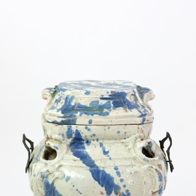 Continental Faience Portable Stove And Cover Late 18th 19th Century