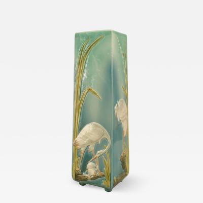 Continental German Blue Porcelain Heron Vase