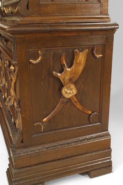Continental German Horn and Oak Gun Cabinet