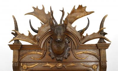 Continental German Horn and Oak Gun Cabinet