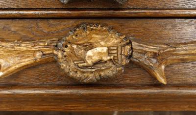 Continental German Horn and Oak Gun Cabinet