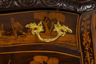 Continental German Louis XV style 18th Century Inlaid Bombe Shaped Commode