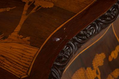 Continental German Louis XV style 18th Century Inlaid Bombe Shaped Commode