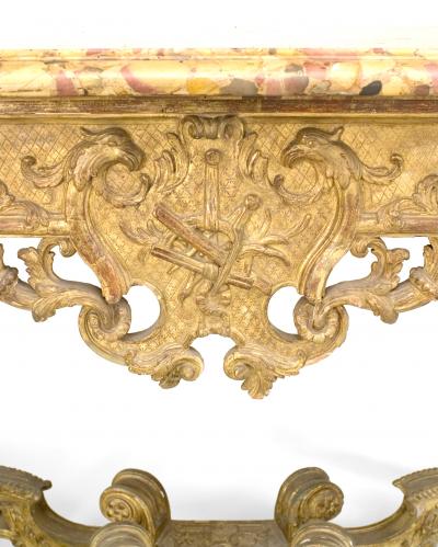 Continental Gilt Marble Top Console Table