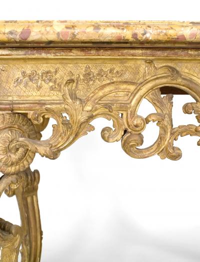 Continental Gilt Marble Top Console Table