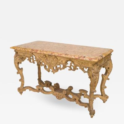 Continental Gilt Marble Top Console Table