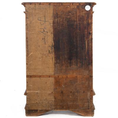 Continental Heavily Worn Carved One Door Cupboard Cabinet of Small Size