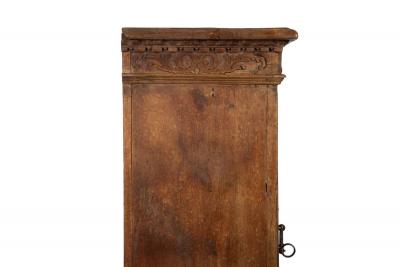 Continental Heavily Worn Carved One Door Cupboard Cabinet of Small Size