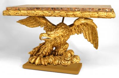 Continental Marble and Gilt Eagle Console Table
