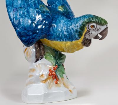 Continental Porcelain Blue Plumed Parrot