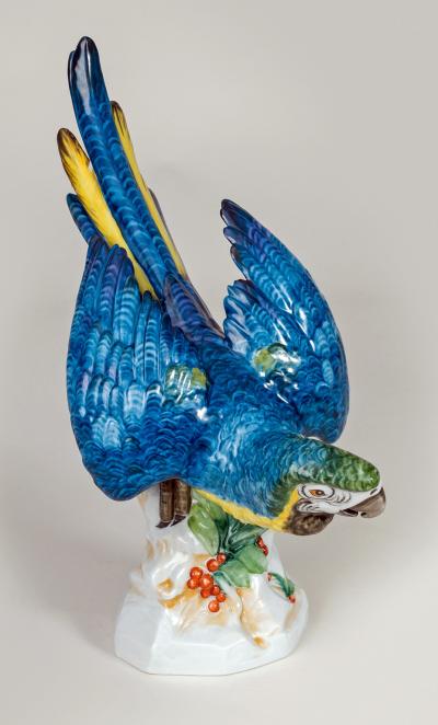 Continental Porcelain Blue Plumed Parrot