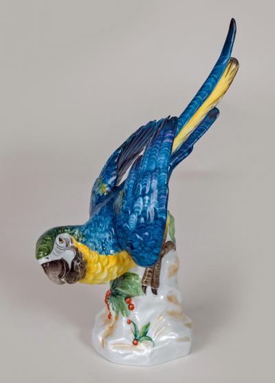 Continental Porcelain Blue Plumed Parrot