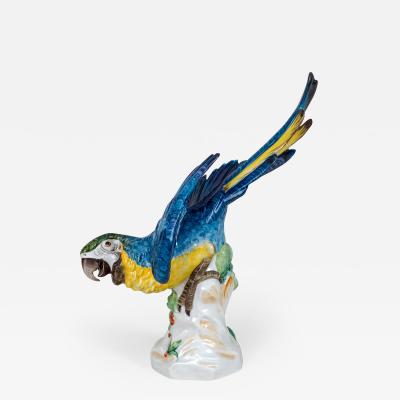 Continental Porcelain Blue Plumed Parrot