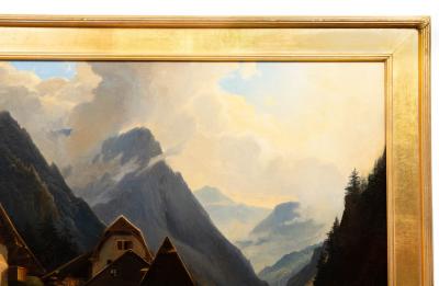 Continental School Alpine Village Oil Painting late 19th century