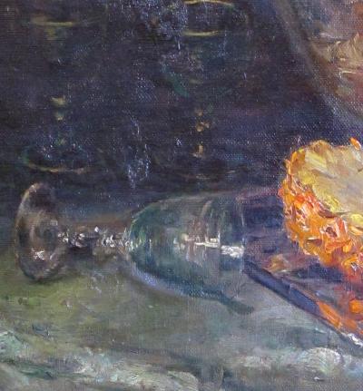 Continental School oil on canvas still life with pineapple