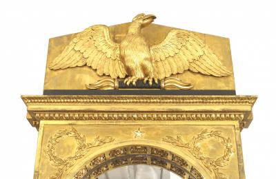 Continental Swedish Empire Gilt and Ebonized Eagle Pediment Wall Mirror