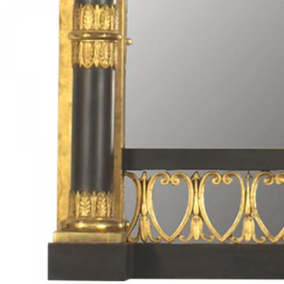 Continental Swedish Empire Gilt and Ebonized Eagle Pediment Wall Mirror