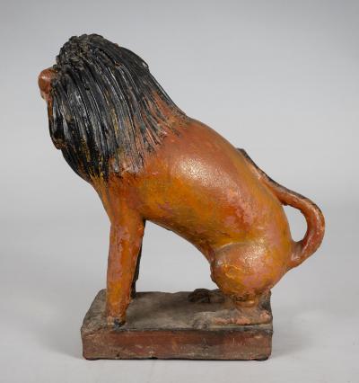 Continental Terracotta Folk Art Lion