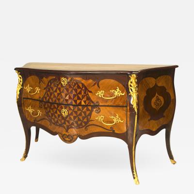 Continental circa 1750 Rococo Gilt Bronze Trimmed Commode
