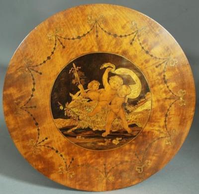 Continental satinwood marquetry work table