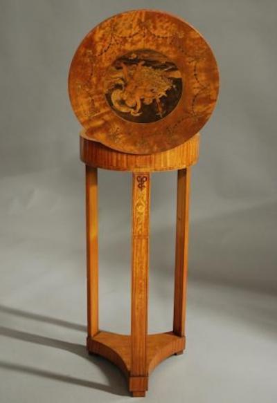 Continental satinwood marquetry work table