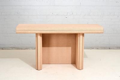 Convertible Grassclosth Console Dining Table 1970