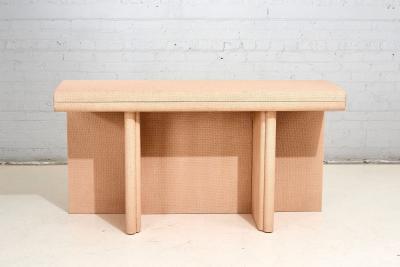 Convertible Grassclosth Console Dining Table 1970