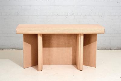Convertible Grassclosth Console Dining Table 1970
