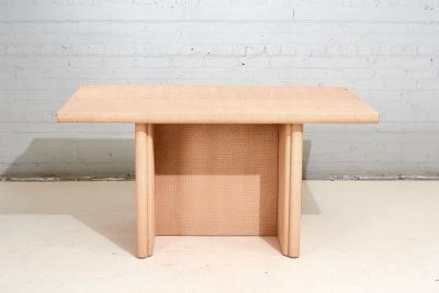 Convertible Grassclosth Console Dining Table 1970
