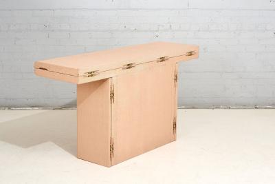 Convertible Grassclosth Console Dining Table 1970