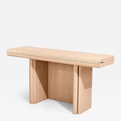 Convertible Grassclosth Console Dining Table 1970