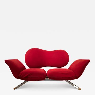 Convertible Postmodern Design Sofa by Bonaldo Red Fabric Italy circa 1980