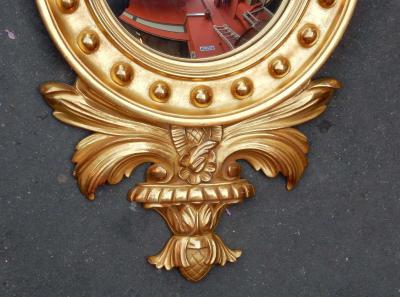 Convex Mirror with Eagle Wood Gilt with Golden Leafed 1950 1970
