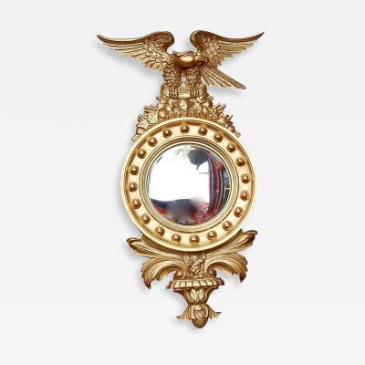 Convex Mirror with Eagle Wood Gilt with Golden Leafed 1950 1970