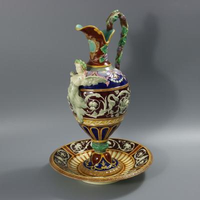 Copeland Majolica Renaissance Style Ewer And Stand