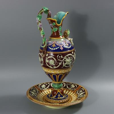 Copeland Majolica Renaissance Style Ewer And Stand