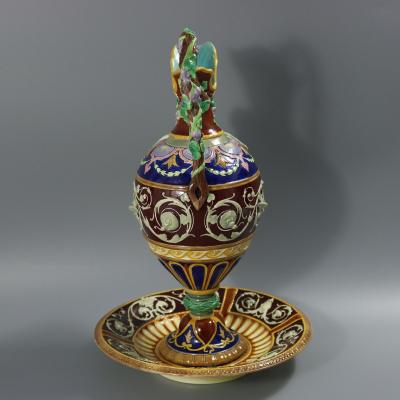 Copeland Majolica Renaissance Style Ewer And Stand